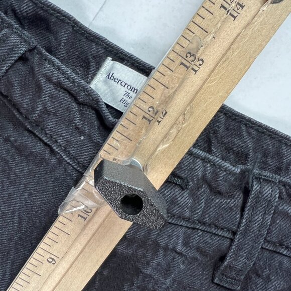Abercrombie Fitch Jeans Women 27x29* High Rise Loose Pleated Black Denim Tag 27S - Picture 15 of 16